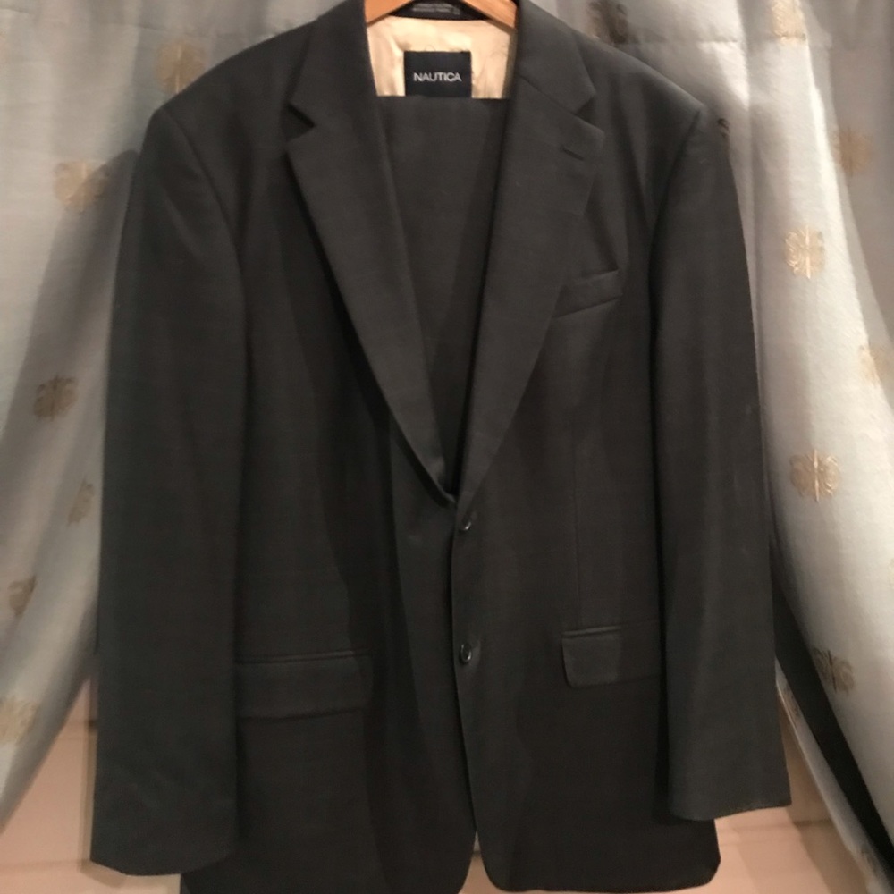 Nautica  grey plaid stripe suit